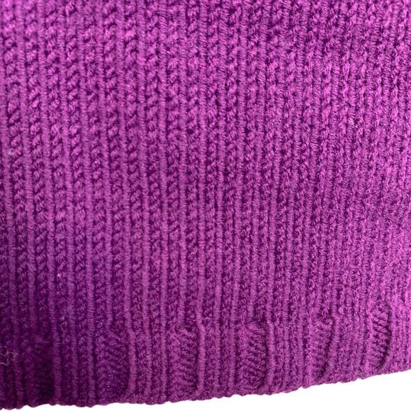 Donna Karen DKNY Purple Chunky Knit Mock Neck Sweater Logo Textured Raised XS - Picture 4 of 16